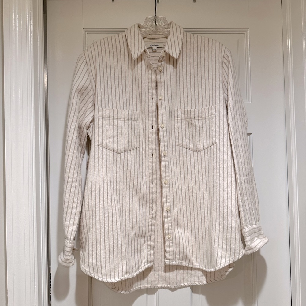 Madewell Striped Cream Shacket or Button Down